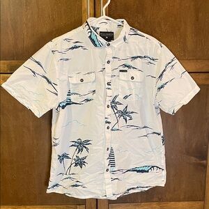 Billabong 💯 Cotton White and Blue Palm Print Men's Shirt
